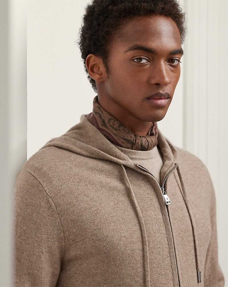 Ropa De Casa Ralph Lauren Wool-Cashmere Hooded Full-Zip Hombre Truffle Melange | AKYMUPX-12 - vista 5