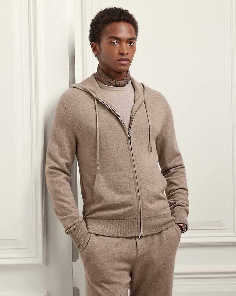 Ropa De Casa Ralph Lauren Wool-Cashmere Hooded Full-Zip Hombre Truffle Melange | AKYMUPX-12 - vista 1