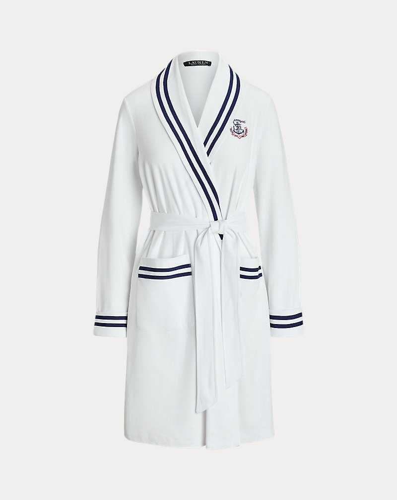 Ropa De Dormir Ralph Lauren Cotton Interlock Shawl-Collar Robe Mujer Blancos | QPAKXNG-76 - vista 2