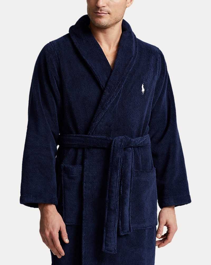 Ropa De Dormir Ralph Lauren Cotton Terry Robe Hombre Azul Marino | TEWYRGH-90 - vista 3
