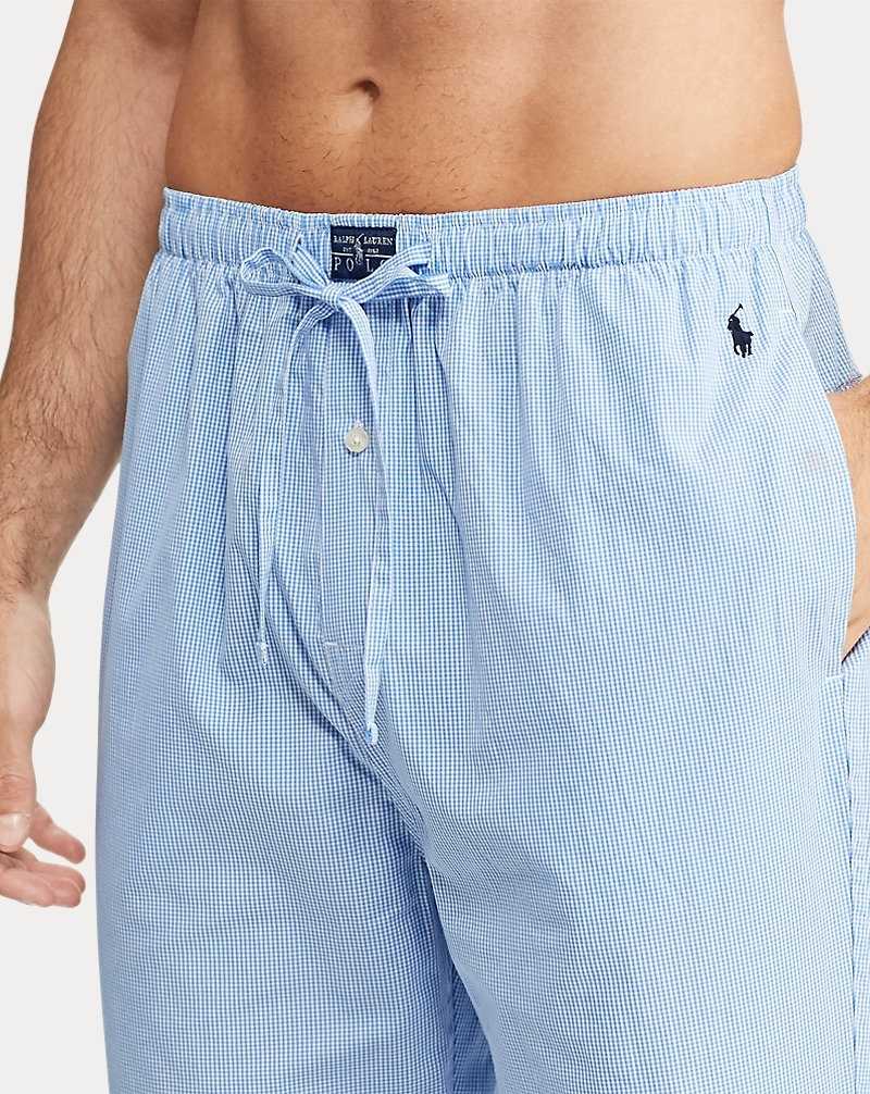 Ropa De Dormir Ralph Lauren Gingham Poplin Long Sleep Set Hombre Azules Claro | LJKIBFC-49 - vista 4
