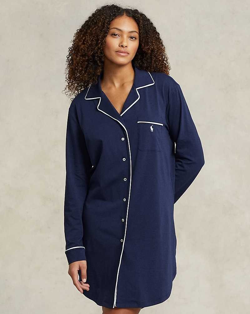 Ropa De Dormir Ralph Lauren Jersey Sleep Mujer Azul Marino | YSRZKLD-81 - vista 3