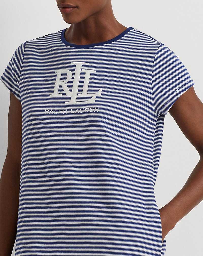 Ropa De Dormir Ralph Lauren Logo Striped Interlock Sleep Mujer Azules Rayas | DFBYSHA-75 - vista 5