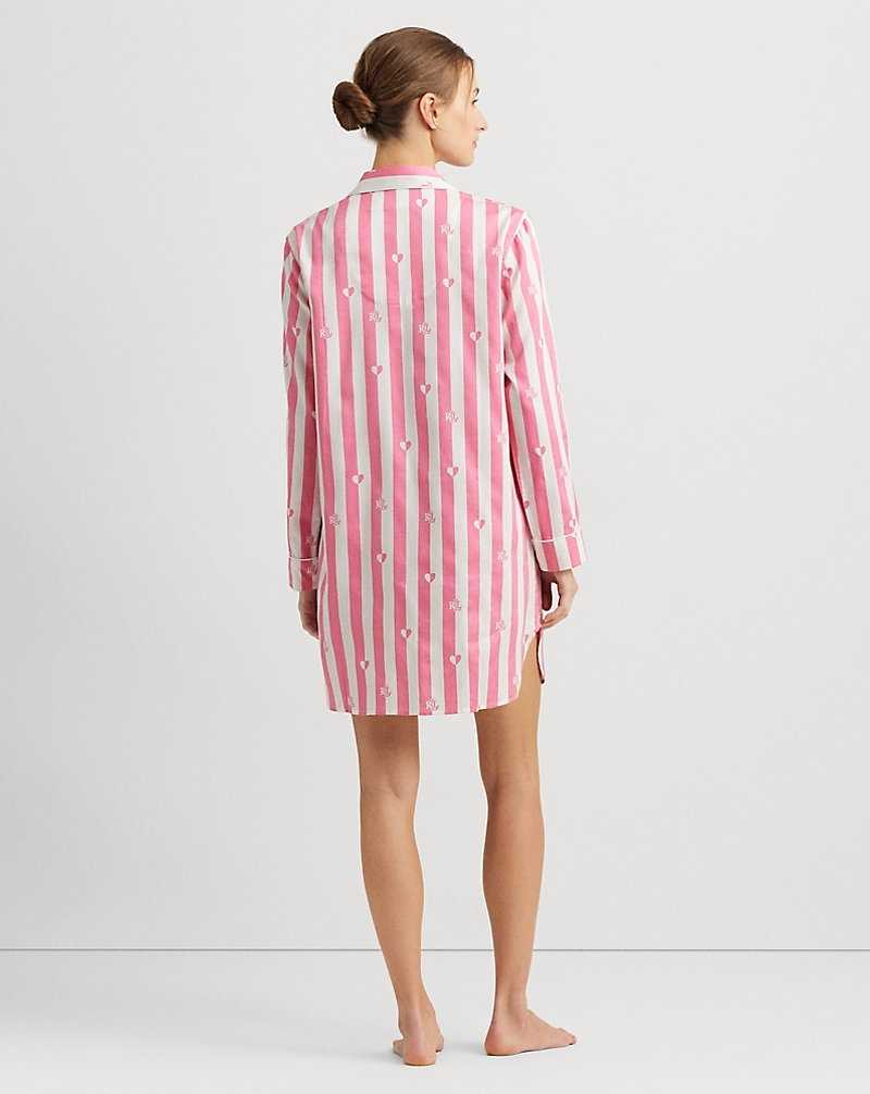 Ropa De Dormir Ralph Lauren Logo Striped Sateen Sleep Mujer Rosas Rayas | OKQGVUF-84 - vista 4