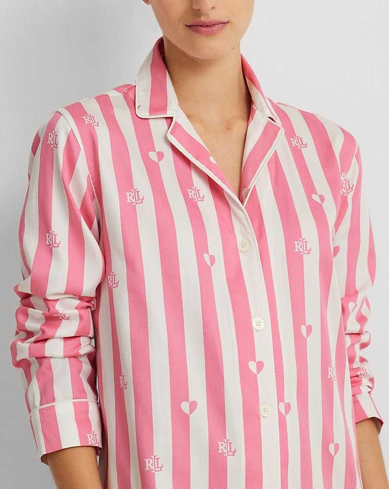 Ropa De Dormir Ralph Lauren Logo Striped Sateen Sleep Mujer Rosas Rayas | OKQGVUF-84 - vista 5
