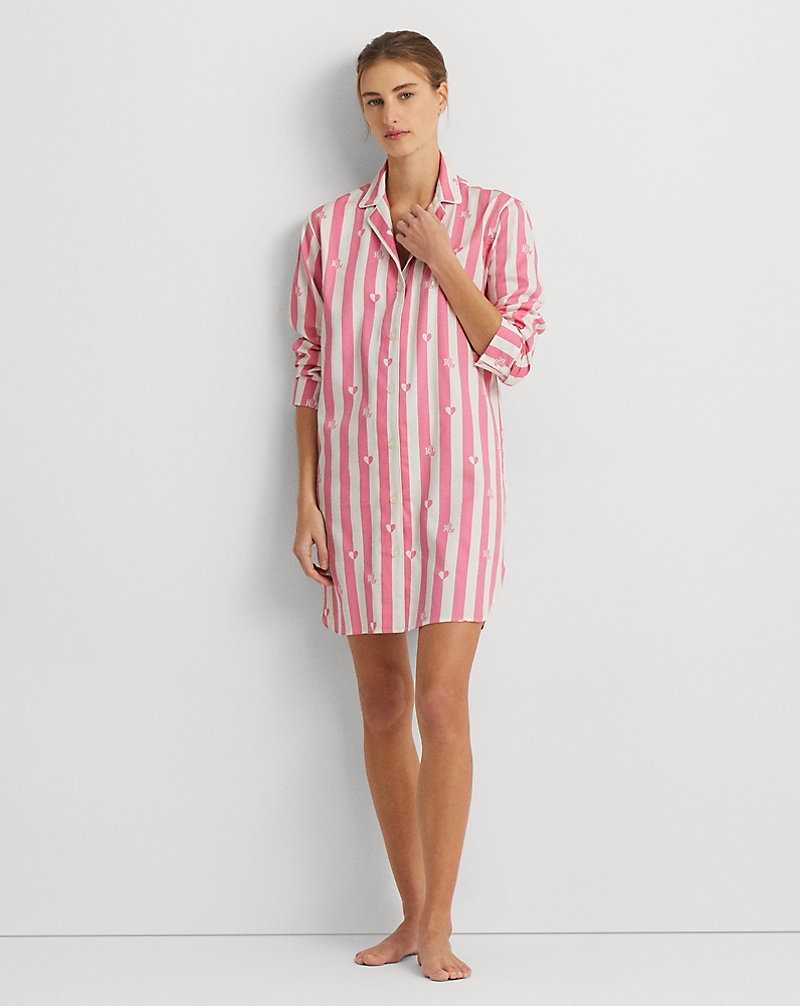 Ropa De Dormir Ralph Lauren Logo Striped Sateen Sleep Mujer Rosas Rayas | OKQGVUF-84 - vista 1