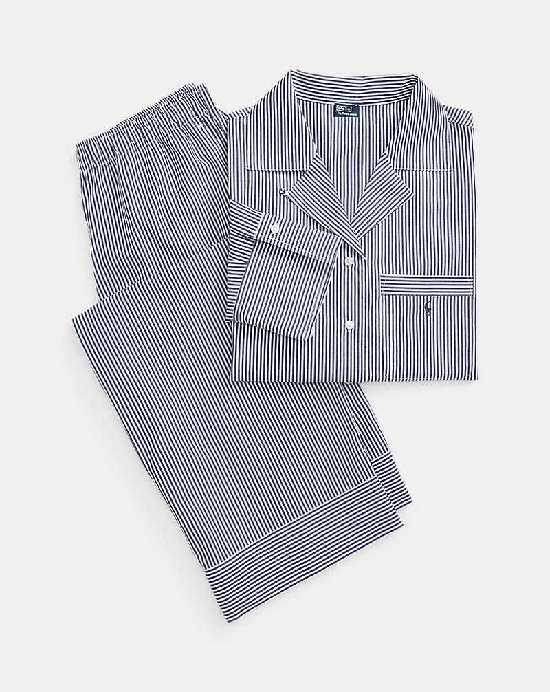 Ropa De Dormir Ralph Lauren Long-Sleeve Poplin Pyjama Set Mujer Prl Stripes | EGNQHYZ-76 - vista 2