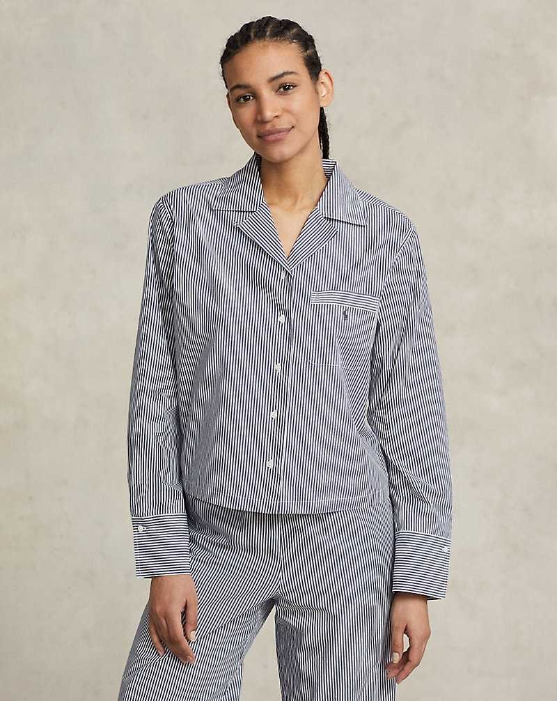 Ropa De Dormir Ralph Lauren Long-Sleeve Poplin Pyjama Set Mujer Prl Stripes | EGNQHYZ-76 - vista 4