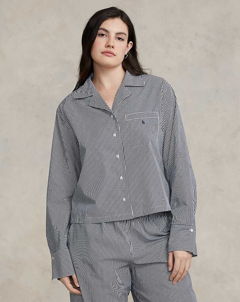 Ropa De Dormir Ralph Lauren Long-Sleeve Poplin Pyjama Set Mujer Prl Stripes | EGNQHYZ-76 - vista 5
