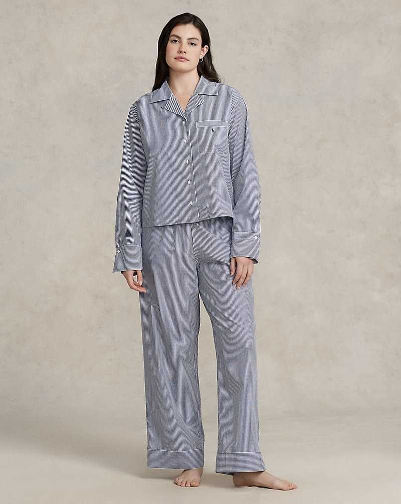 Ropa De Dormir Ralph Lauren Long-Sleeve Poplin Pyjama Set Mujer Prl Stripes | EGNQHYZ-76 - vista 1