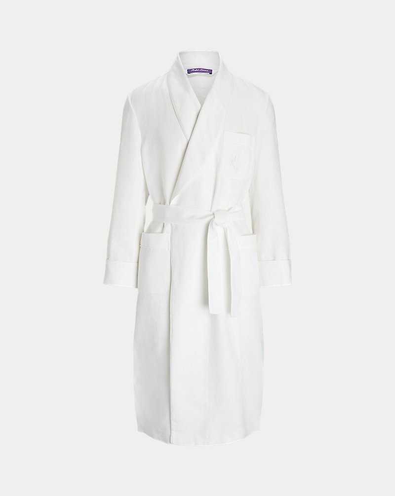 Ropa De Dormir Ralph Lauren Monogram Linen Robe Hombre Blancos | IRKUDBH-25 - vista 2
