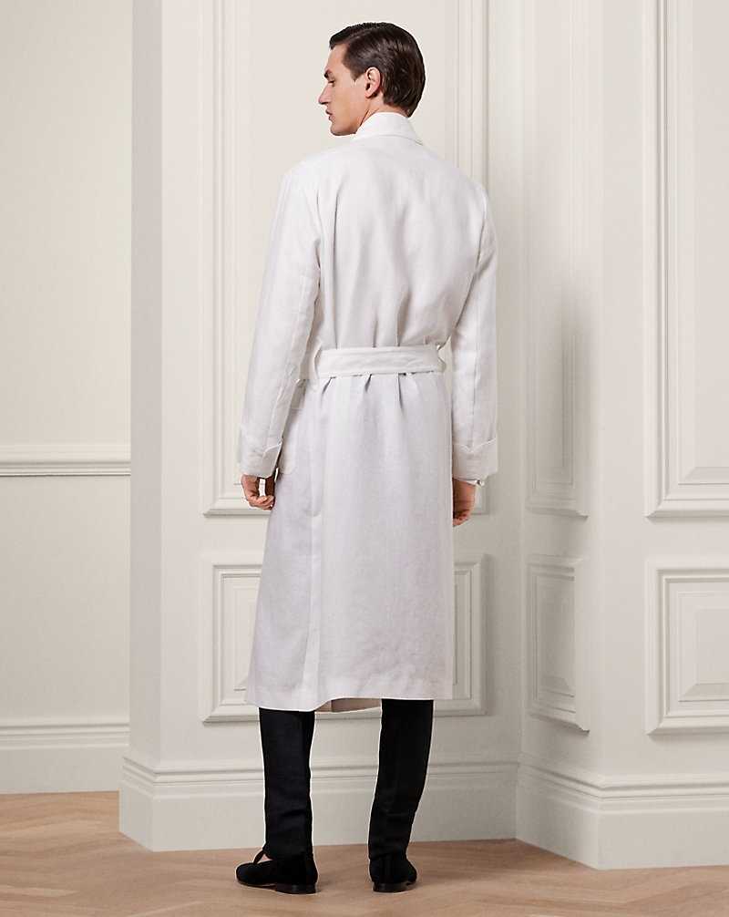 Ropa De Dormir Ralph Lauren Monogram Linen Robe Hombre Blancos | IRKUDBH-25 - vista 4