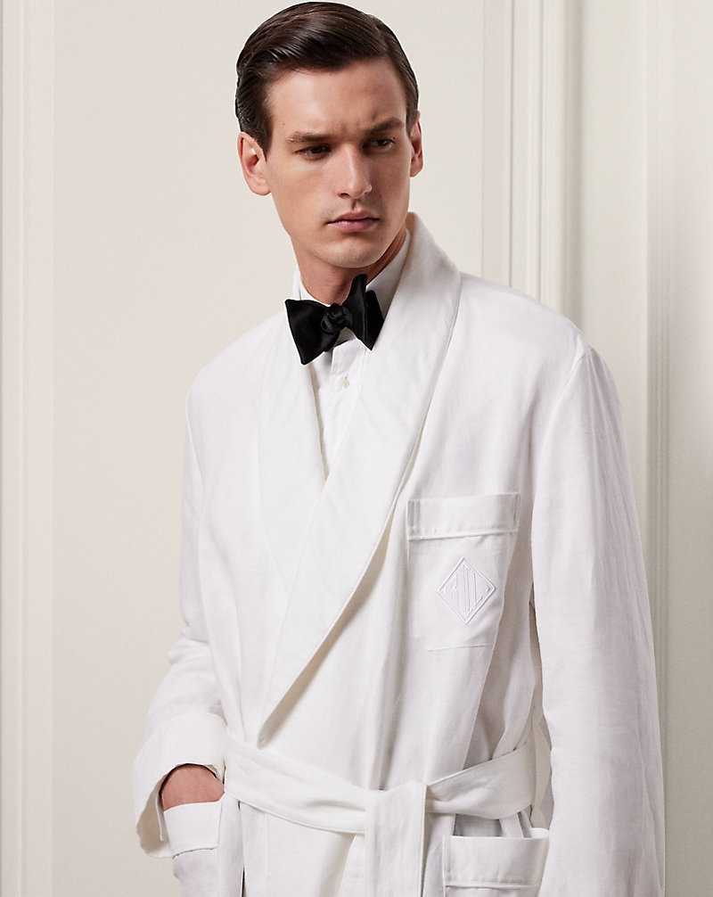 Ropa De Dormir Ralph Lauren Monogram Linen Robe Hombre Blancos | IRKUDBH-25 - vista 5