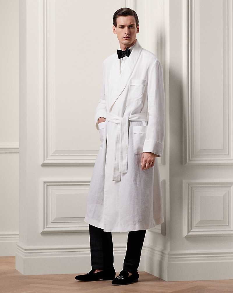 Ropa De Dormir Ralph Lauren Monogram Linen Robe Hombre Blancos | IRKUDBH-25 - vista 1