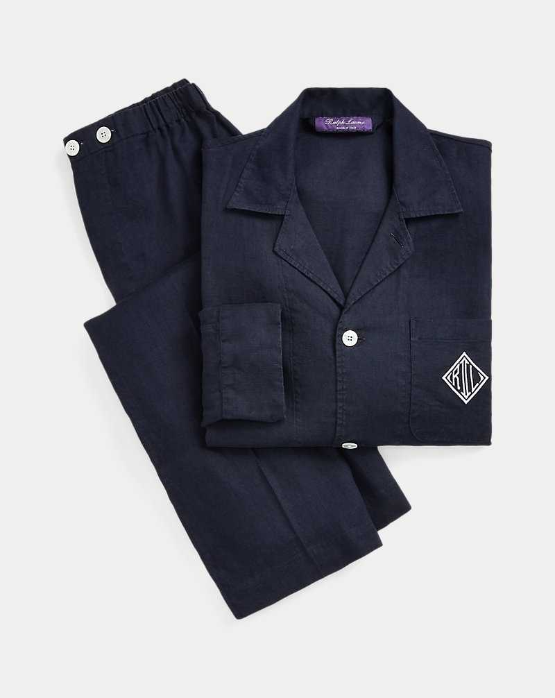Ropa De Dormir Ralph Lauren Monogram Linen Pyjama Set Hombre Azul Marino | UXJAQZI-47 - vista 2