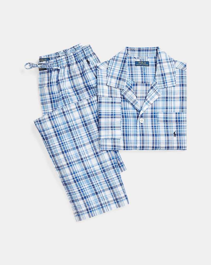 Ropa De Dormir Ralph Lauren Monogram-Print Cotton Pyjama Set Hombre Azules | VDFMPAK-15 - vista 1