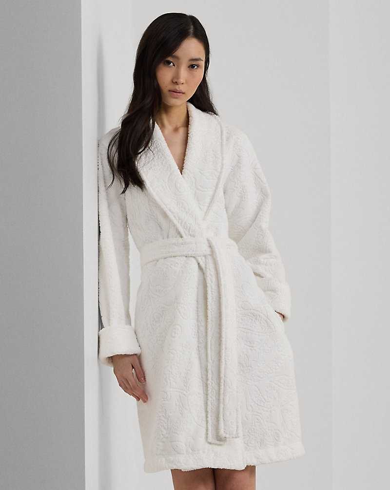 Ropa De Dormir Ralph Lauren Paisley Cotton Terry Shawl-Collar Robe Mujer Blancos | PDWOIAZ-25 - vista 3