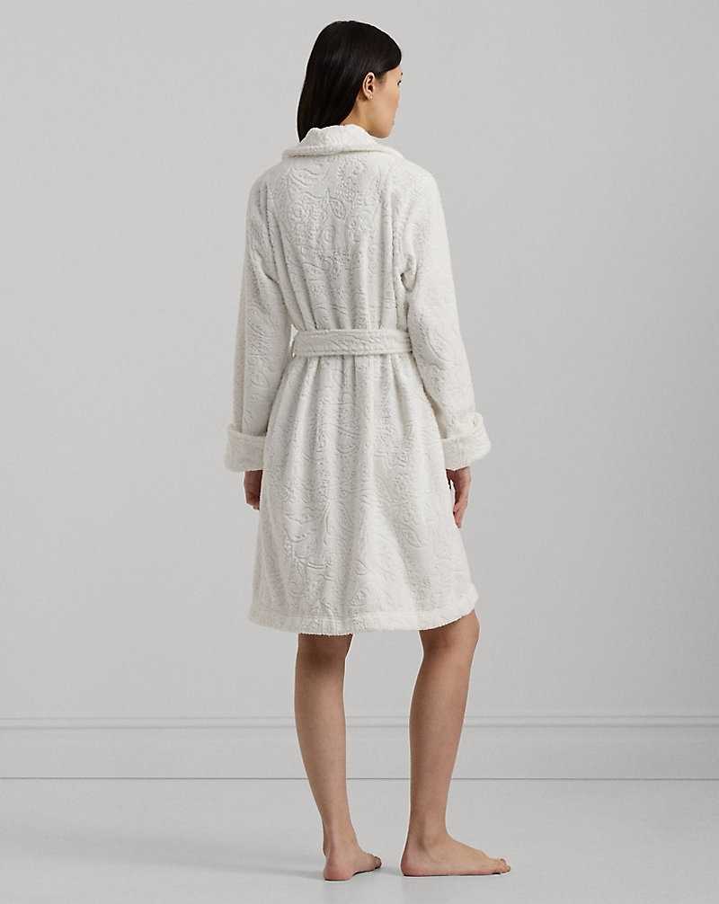 Ropa De Dormir Ralph Lauren Paisley Cotton Terry Shawl-Collar Robe Mujer Blancos | PDWOIAZ-25 - vista 4
