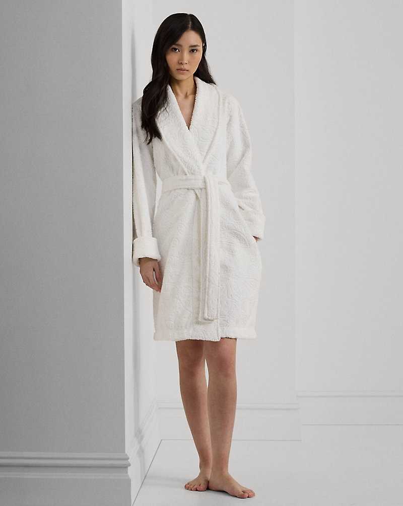 Ropa De Dormir Ralph Lauren Paisley Cotton Terry Shawl-Collar Robe Mujer Blancos | PDWOIAZ-25 - vista 1
