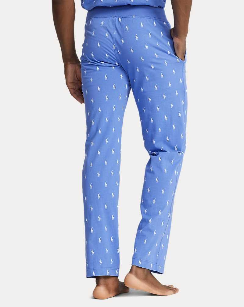 Ropa De Dormir Ralph Lauren Signature Pony Jersey Pyjama Hombre Azules | HVTXPZR-42 - vista 4