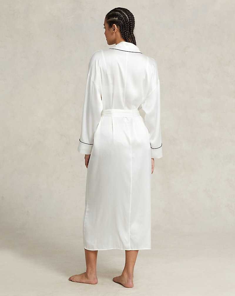 Ropa De Dormir Ralph Lauren Stretch Silk Bath Robe Mujer Ecru | NOCZKXH-27 - vista 4