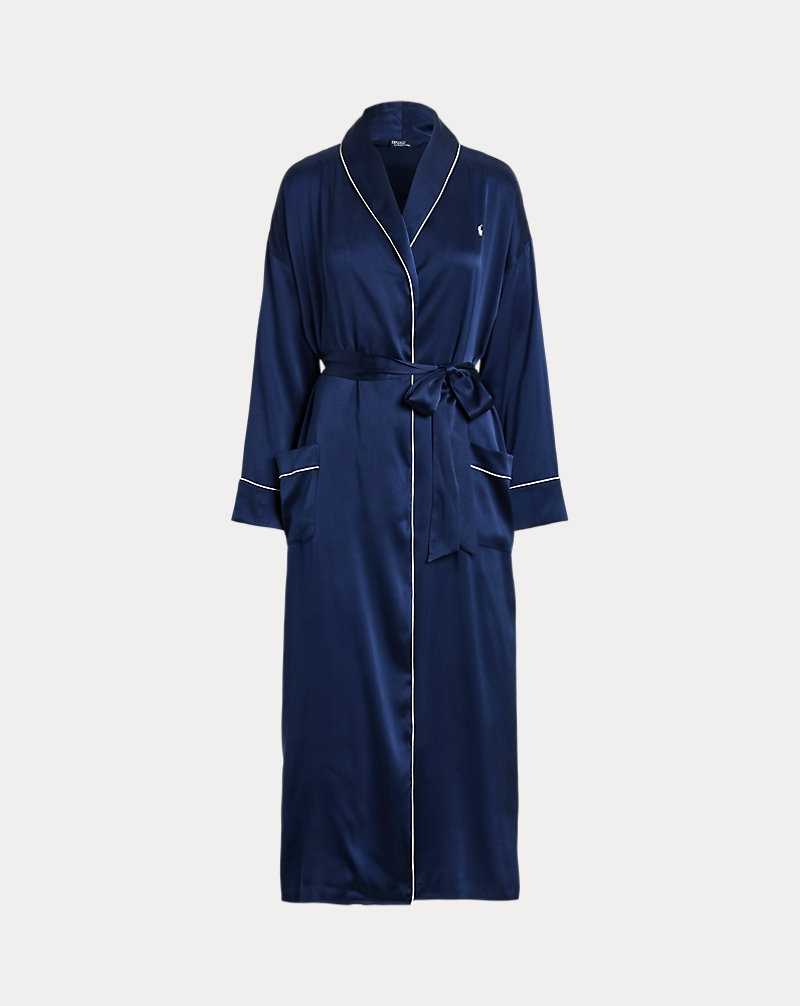 Ropa De Dormir Ralph Lauren Stretch Silk Bath Robe Mujer Azul Marino | IEBMOXK-02 - vista 2