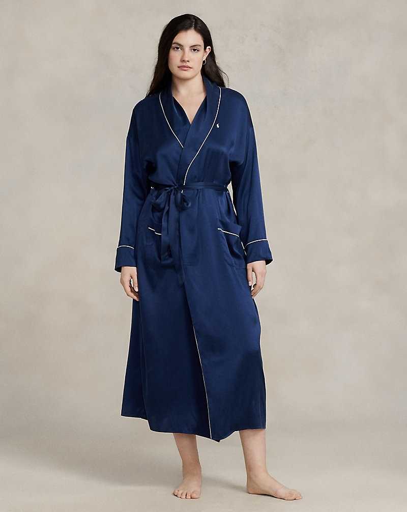 Ropa De Dormir Ralph Lauren Stretch Silk Bath Robe Mujer Azul Marino | IEBMOXK-02 - vista 1