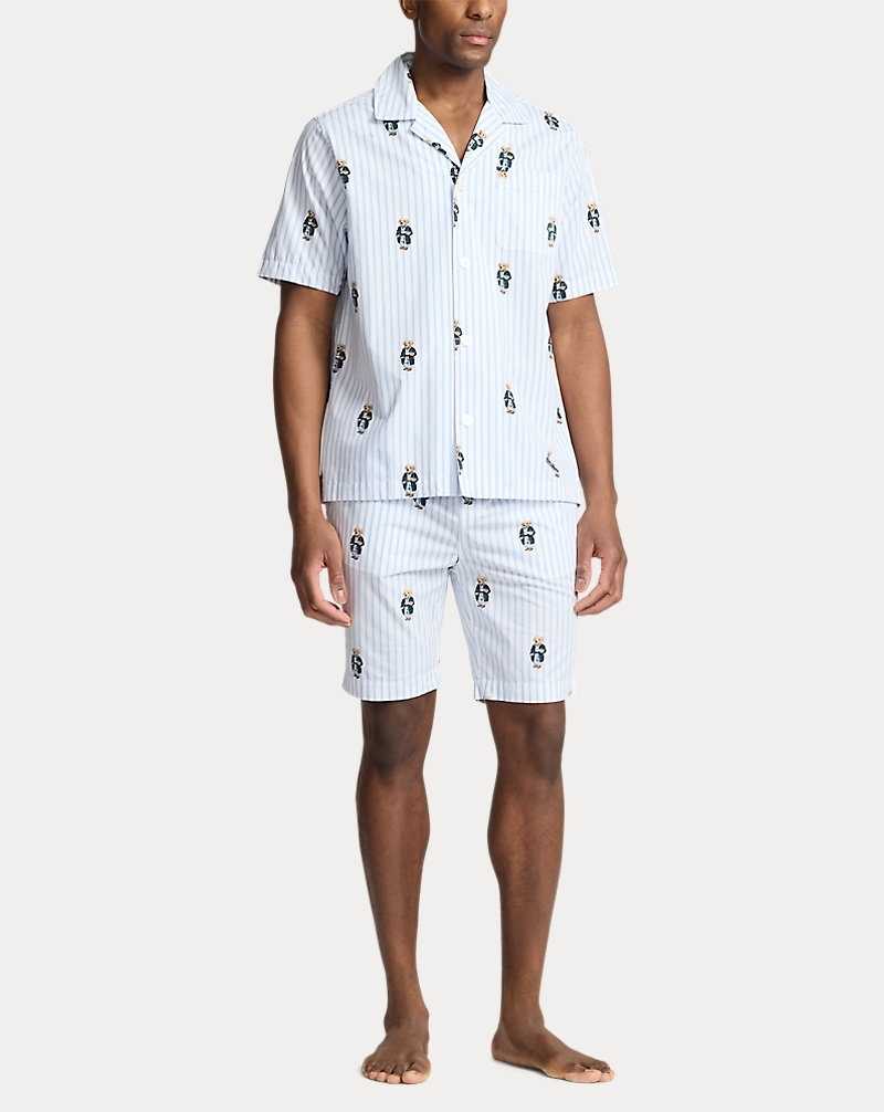 Ropa De Dormir Ralph Lauren Striped Cotton Pyjama Set Hombre All Over Bear | SGLWHEJ-47 - vista 2