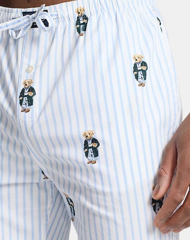 Ropa De Dormir Ralph Lauren Striped Cotton Pyjama Set Hombre All Over Bear | SGLWHEJ-47 - vista 5
