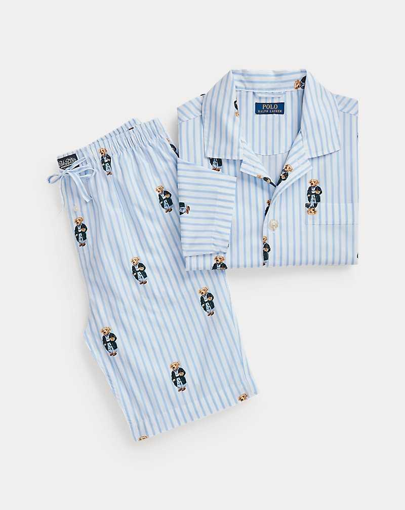 Ropa De Dormir Ralph Lauren Striped Cotton Pyjama Set Hombre All Over Bear | SGLWHEJ-47 - vista 1
