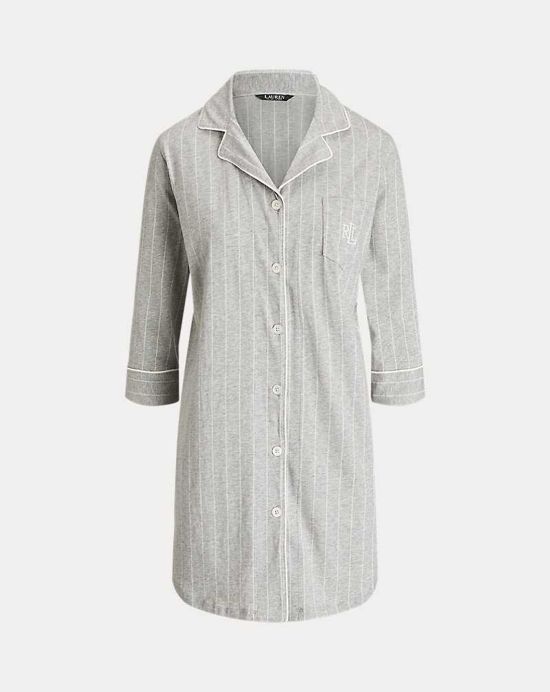 Ropa De Dormir Ralph Lauren Striped Cotton Jersey Sleep Mujer Grises Rayas | VOUIJBR-02 - vista 2