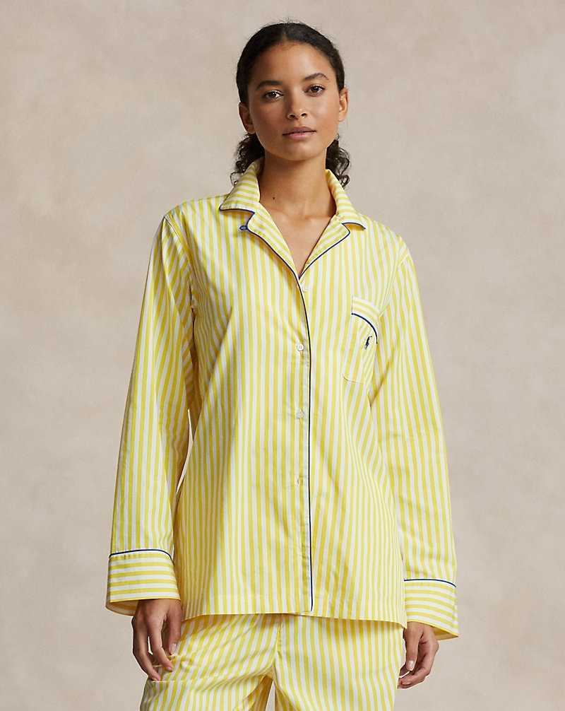 Ropa De Dormir Ralph Lauren Striped Poplin Long-Sleeve Pyjama Set Mujer Azules | TSHMYXO-14 - vista 3