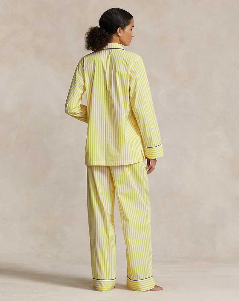 Ropa De Dormir Ralph Lauren Striped Poplin Long-Sleeve Pyjama Set Mujer Azules | TSHMYXO-14 - vista 4