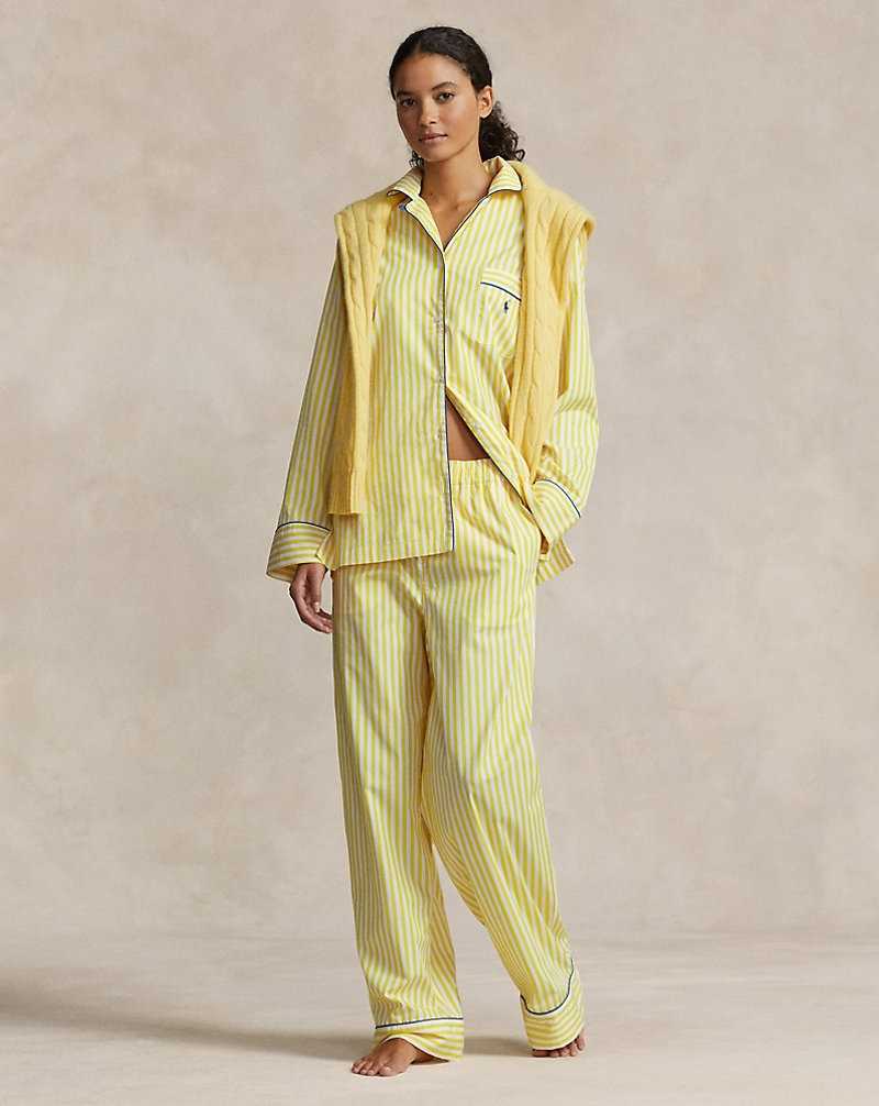 Ropa De Dormir Ralph Lauren Striped Poplin Long-Sleeve Pyjama Set Mujer Azules | TSHMYXO-14 - vista 1