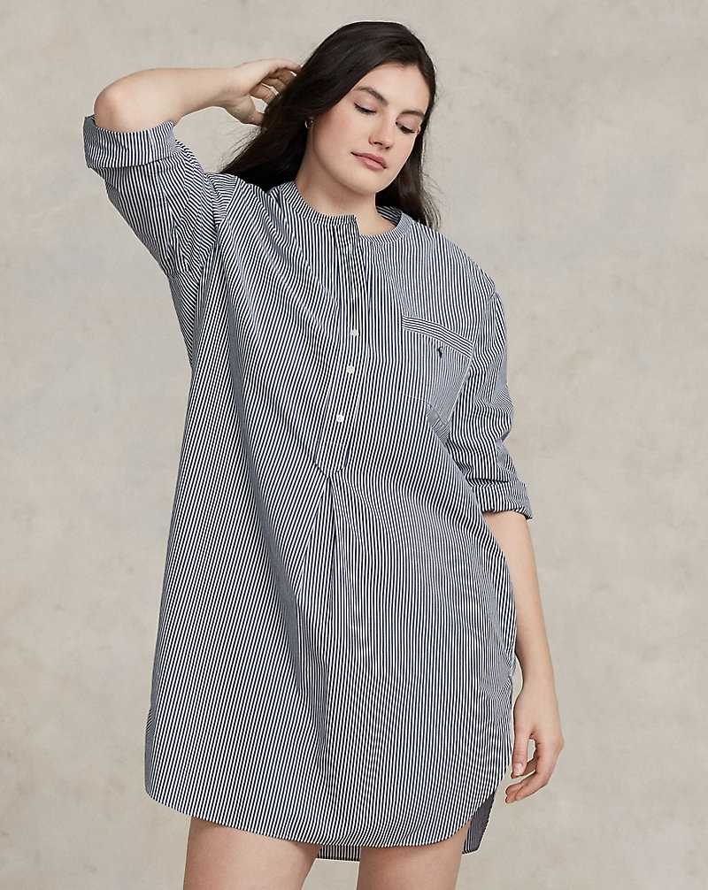 Ropa De Dormir Ralph Lauren Striped Poplin Sleep Mujer Azul Marino | OSHANBZ-68 - vista 5