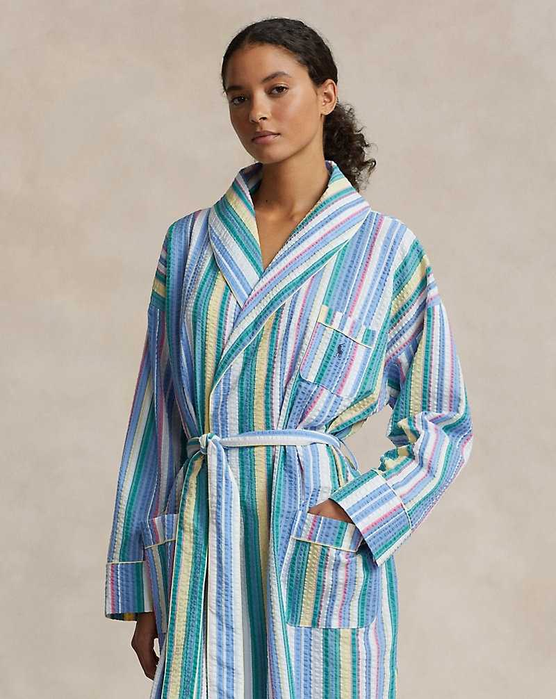 Ropa De Dormir Ralph Lauren Striped Seersucker Robe Mujer Multicolour | MRIHWUD-67 - vista 3
