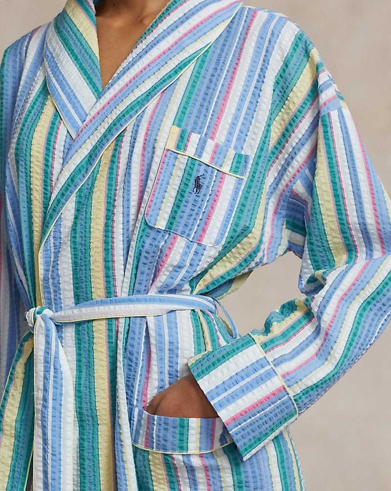Ropa De Dormir Ralph Lauren Striped Seersucker Robe Mujer Multicolour | MRIHWUD-67 - vista 5