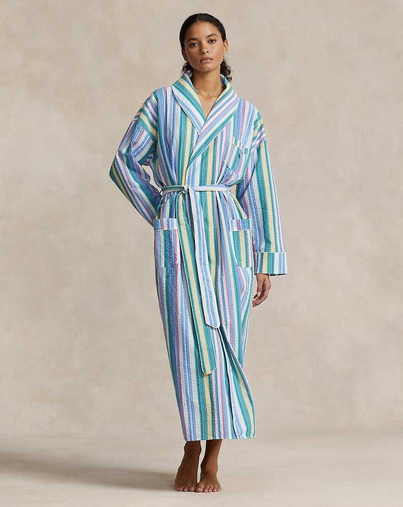 Ropa De Dormir Ralph Lauren Striped Seersucker Robe Mujer Multicolour | MRIHWUD-67 - vista 1