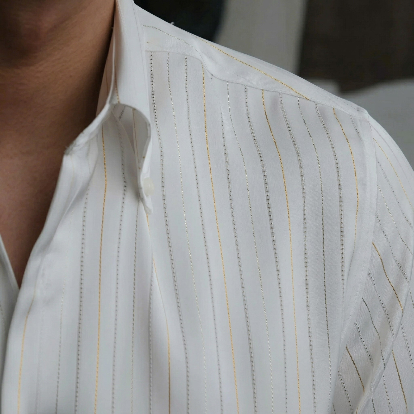 Camisa Lugano Metallic Silk a rayas Set