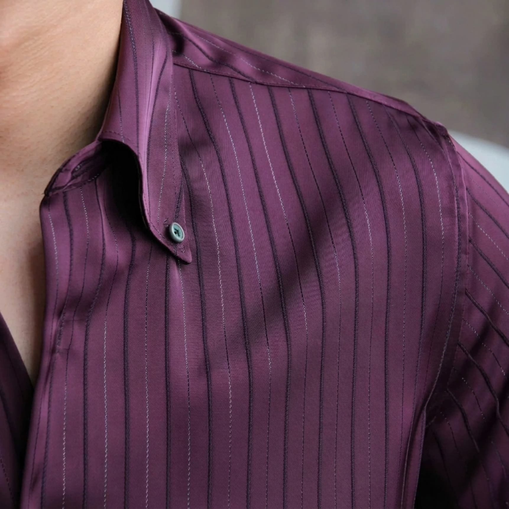 Camisa Lugano Metallic Silk a rayas Set