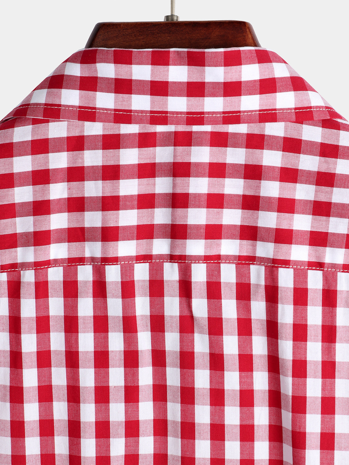 Camisa a cuadros de algodón casual de color sólido Pocket Summer Holiday Button Up de manga corta para hombre