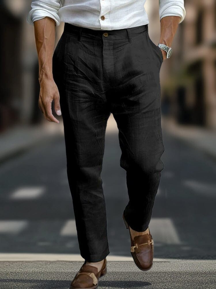 Pantalón Essential Regular Fit de algodón de lino