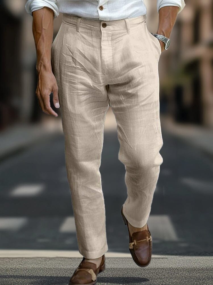 Pantalón Essential Regular Fit de algodón de lino