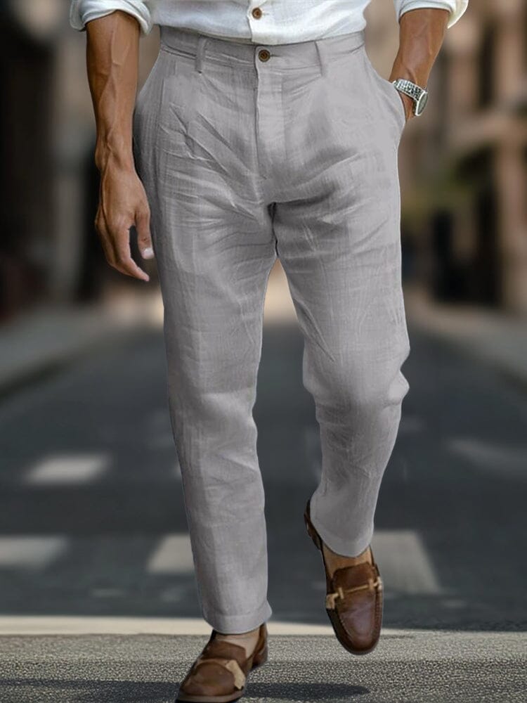 Pantalón Essential Regular Fit de algodón de lino