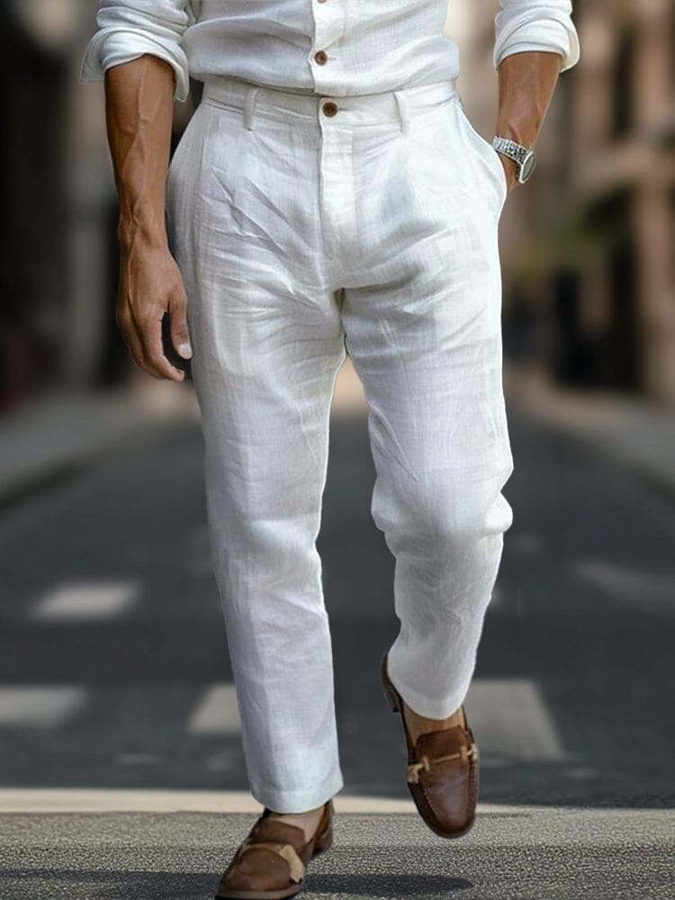 Pantalón Essential Regular Fit de algodón de lino