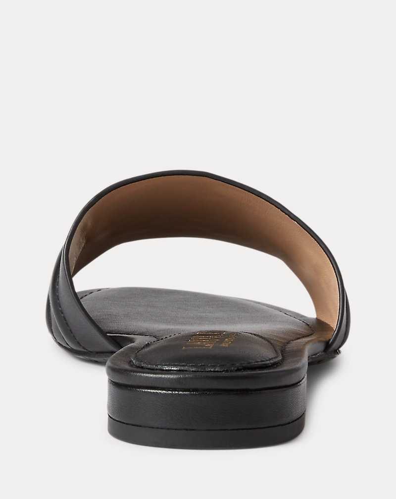 Sandalias Ralph Lauren Alegra III Leather Mujer Negros | XNHSMKE-96 - vista 3