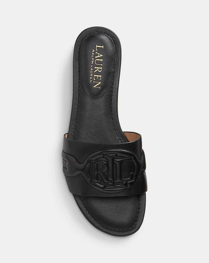 Sandalias Ralph Lauren Alegra III Leather Mujer Negros | XNHSMKE-96 - vista 4
