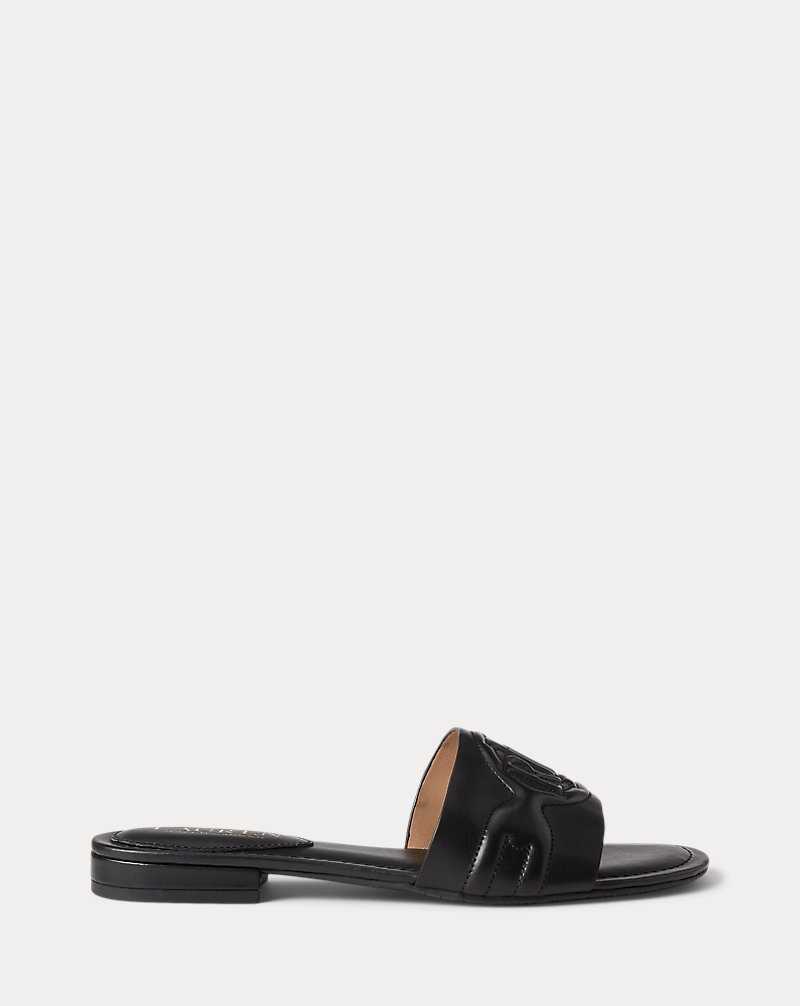 Sandalias Ralph Lauren Alegra III Leather Mujer Negros | XNHSMKE-96 - vista 1