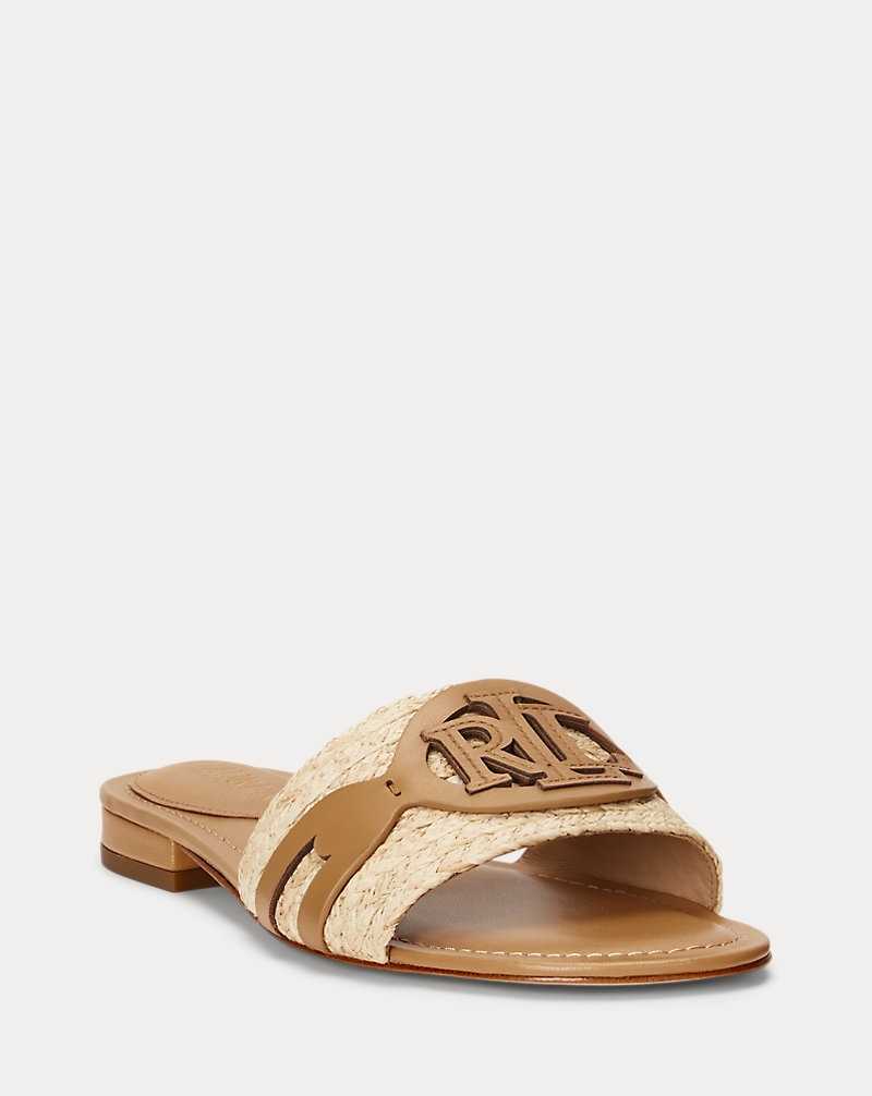 Sandalias Ralph Lauren Alegra Raffia Leather Mujer Natural/Buff | ETRPJWM-32 - vista 2