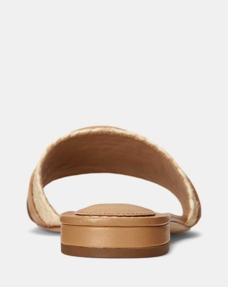 Sandalias Ralph Lauren Alegra Raffia Leather Mujer Natural/Buff | ETRPJWM-32 - vista 3